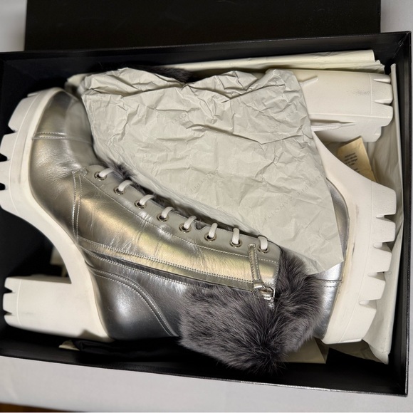 Giuseppe Zanotti Metallic Fur Platform Boots | Size 40 | NIB - Picture 7 of 7